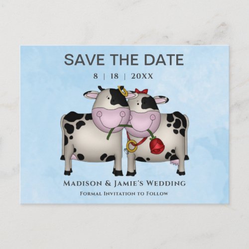 Wedding Cows Save the Date Postcard