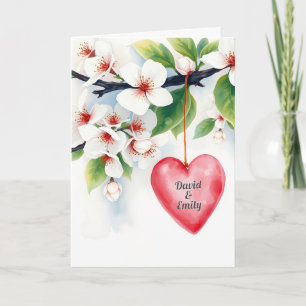 Wedding Crabapple Tree and Red Heart Card
