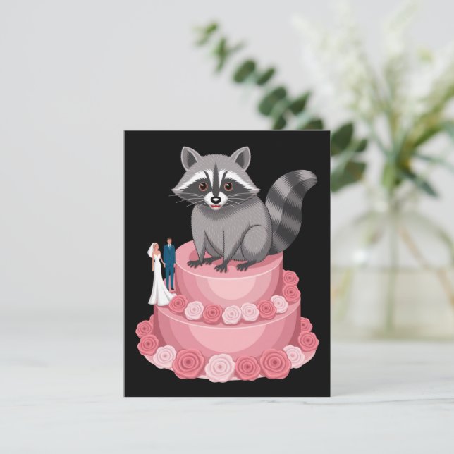 Wedding Crashing Raccoon Feral Felicitations Holiday Card (Standing Front)