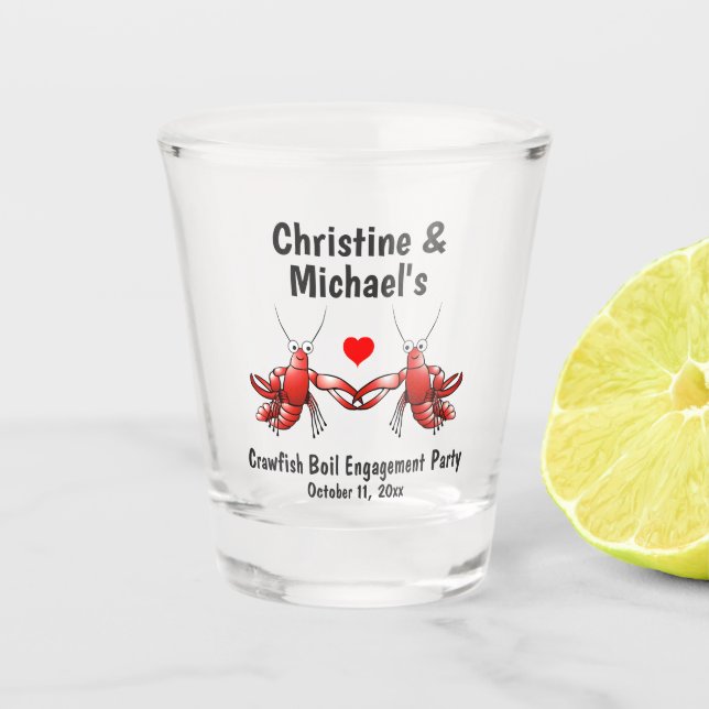 Wedding Crawfish Boil Engagement Party Shot Glass (Front)