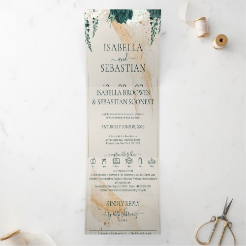 Wedding Cream All in one Emerald Green Rose Floral