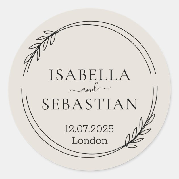 Wedding Cream Beige Color Palette Classic Round Sticker