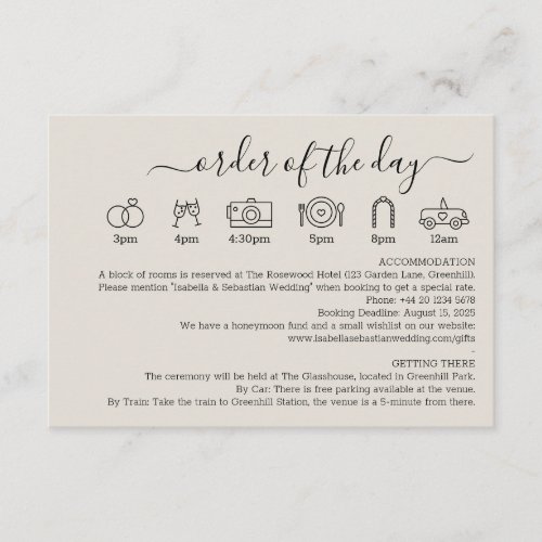 Wedding Cream Details Order Of The Day