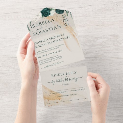 Wedding Cream Kindly Reply Emerald Green Rose
