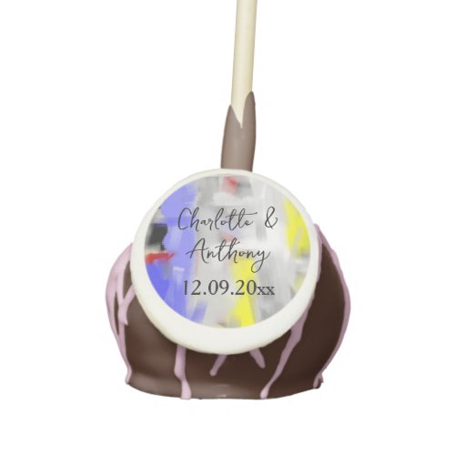 Wedding Creative Abstract Art Blue Yellow White Cake Pops