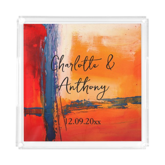 Wedding Creative Abstract Artwork Acrylic Tray (Front)