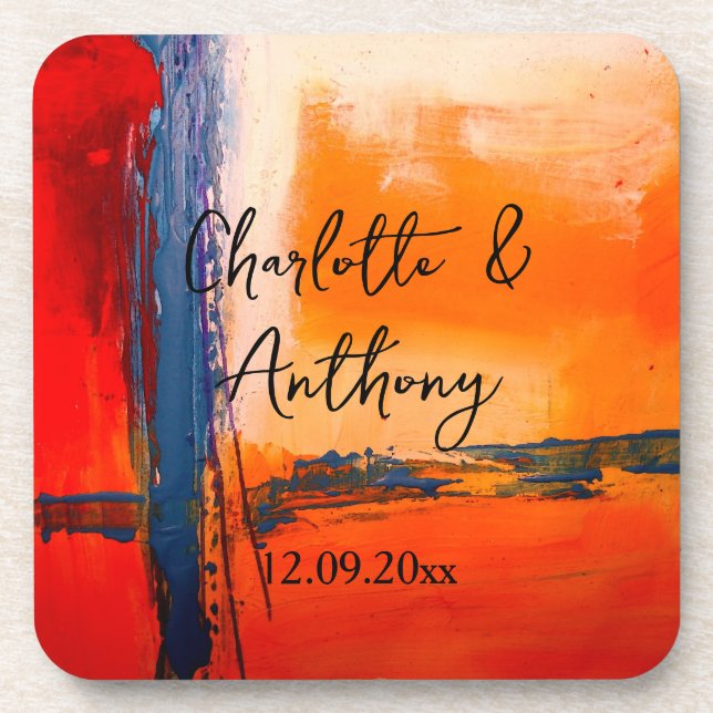 Wedding Creative Abstract Artwork Beverage Coaster (Front)