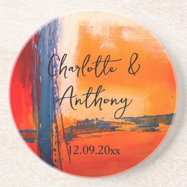 Wedding Creative Abstract Artwork Coaster (Front)