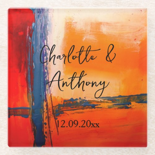 Wedding Creative Abstract Artwork Glass Coaster