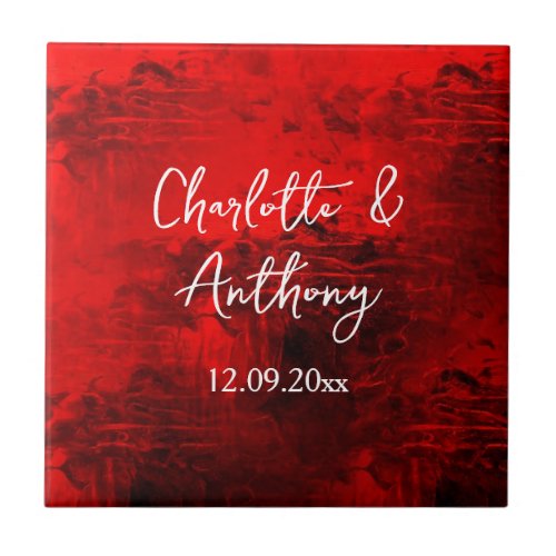 Wedding Creative Abstract Artwork Red Ceramic Tile