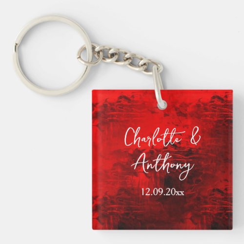 Wedding Creative Abstract Artwork Red Keychain