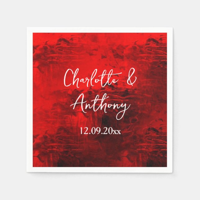 Wedding Creative Abstract Artwork Red Napkins (Front)