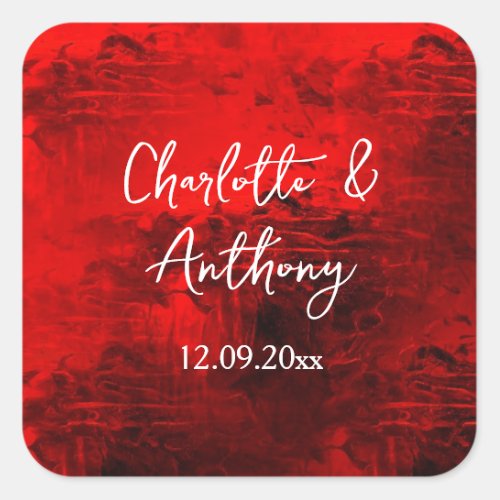 Wedding Creative Abstract Artwork Red Square Sticker