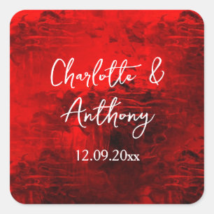Wedding Creative Abstract Artwork Red Square Sticker