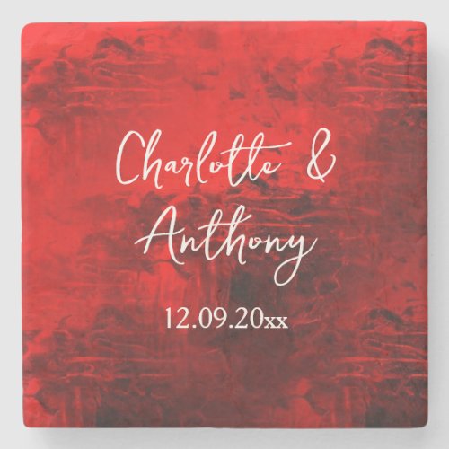 Wedding Creative Abstract Artwork Red Stone Coaster