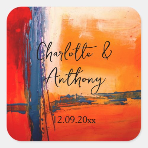 Wedding Creative Abstract Artwork Square Sticker