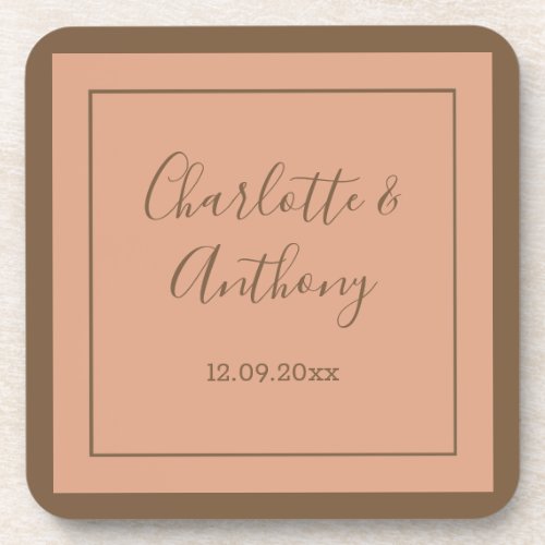 Wedding Creative Calligraphy Names Date Beverage Coaster