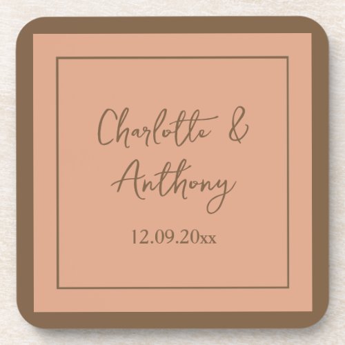 Wedding Creative Calligraphy Names Date Beverage Coaster