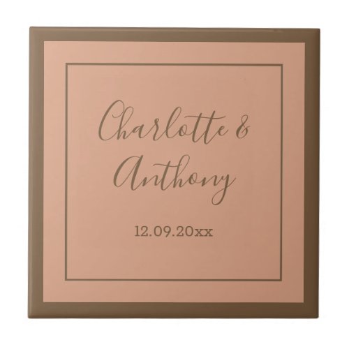 Wedding Creative Calligraphy Names Date Ceramic Tile