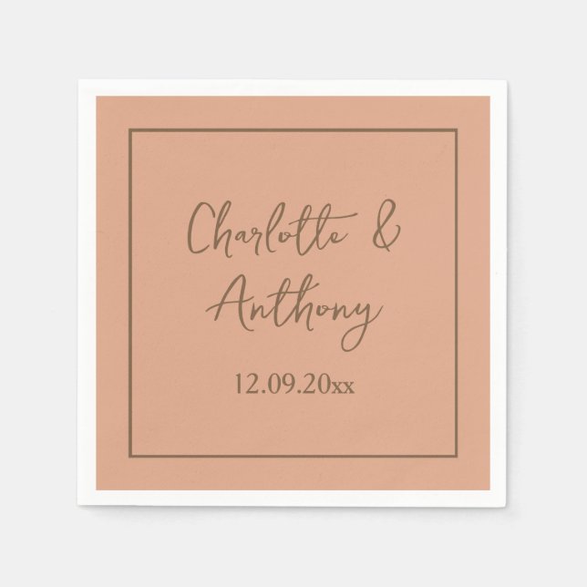 Wedding Creative Calligraphy Names Date Napkins (Front)