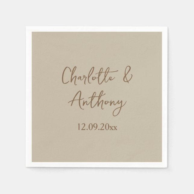 Wedding Creative Calligraphy Names Date Napkins (Front)