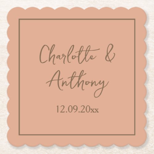 Wedding Creative Calligraphy Names Date Paper Coaster