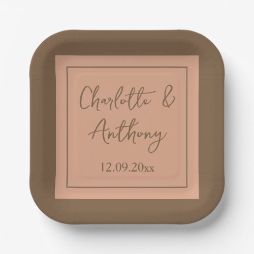 Wedding Creative Calligraphy Names Date Paper Plates