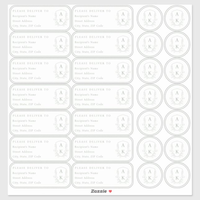 Wedding Crest Individual name address and seals Sticker (Sheet)