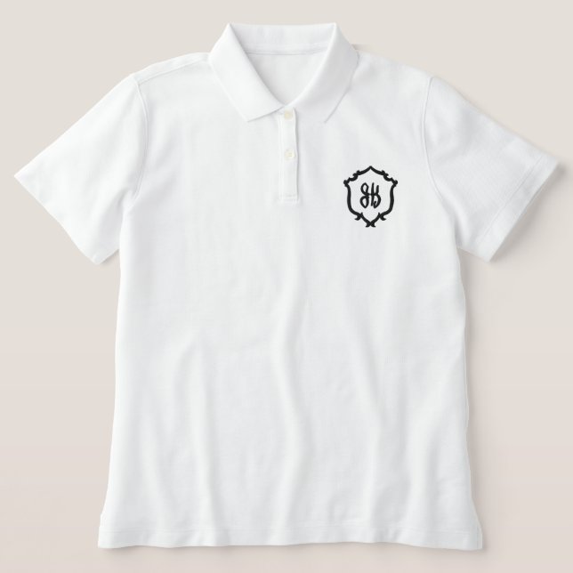 Wedding Crest Monogram Embroidered Women's Polo (Design Front)