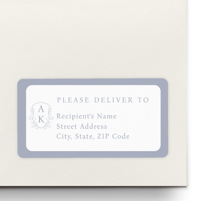 Wedding Crest Monogram Individual Name Address Label (Creator Uploaded)