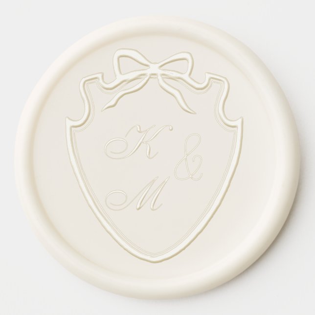 Wedding crest monogram initials bow classic wax seal sticker (Front)