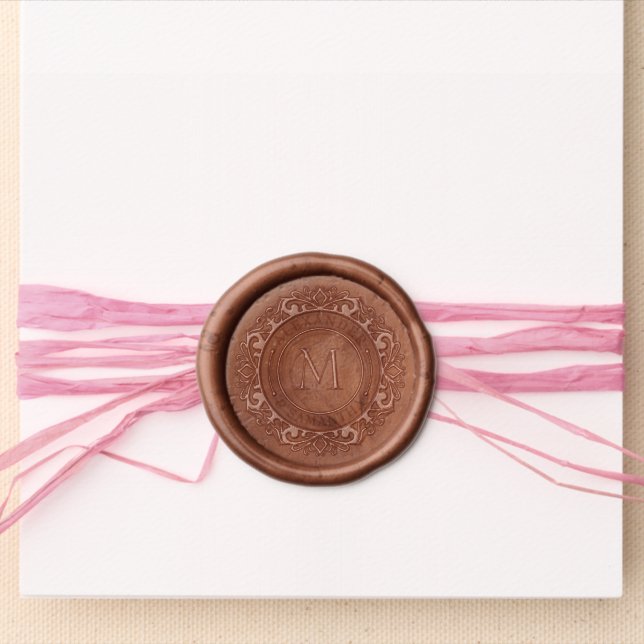 Wedding Crest Monogram Personalized Wax Seal Sticker (Front)