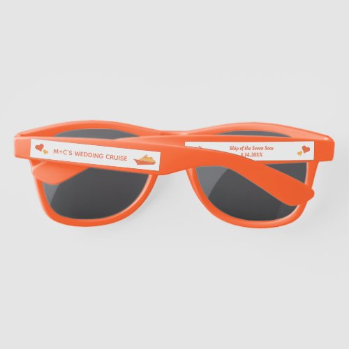 Wedding Cruise Ship Orange Boat Hearts Sunglasses