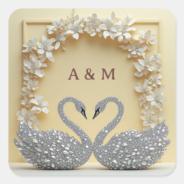 Wedding Crystal Romance Celebration Style Square Sticker (Front)