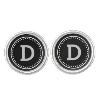 Wedding Cufflinks Monogram Black and White V7