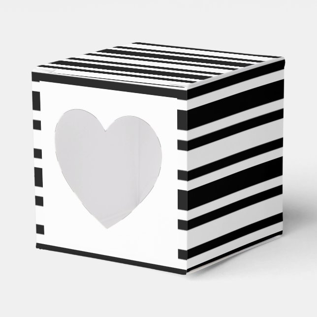 Wedding cupcake black white striped favor boxes (Front Side)