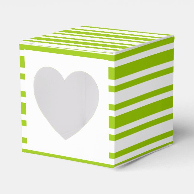 Wedding cupcake green white striped favor boxes (Front Side)