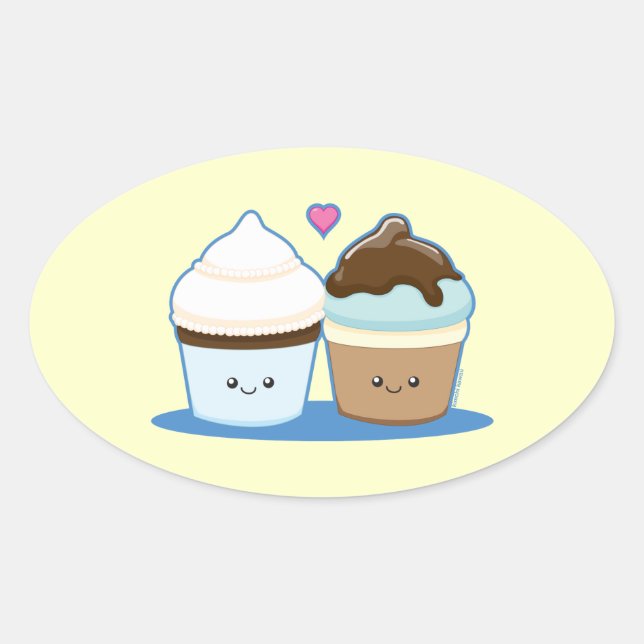 Wedding Cupcakes Oval Sticker (Front)
