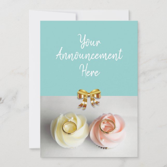 Wedding Cupcakes topped with wedding bands Announcement (Front)