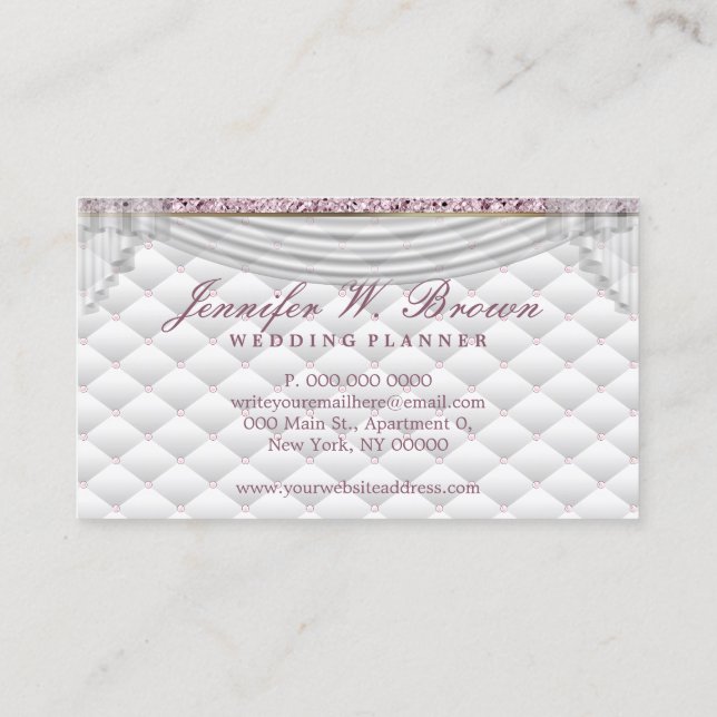 Wedding Curtain Party Decoration Interior Design Business Card (Back)