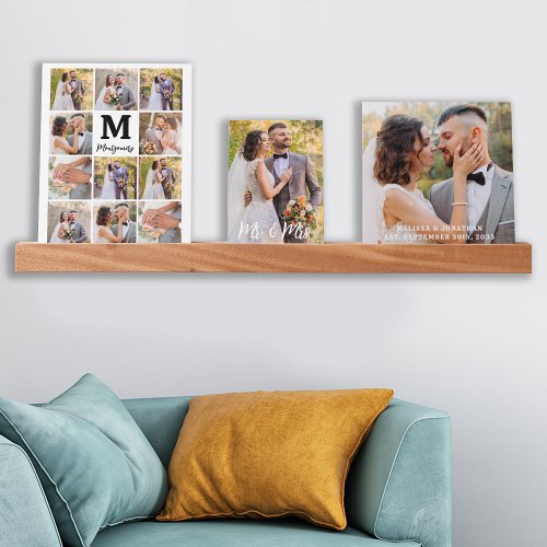 Wedding Custom 12 Photo Collage MR MRS Monogram Picture Ledge