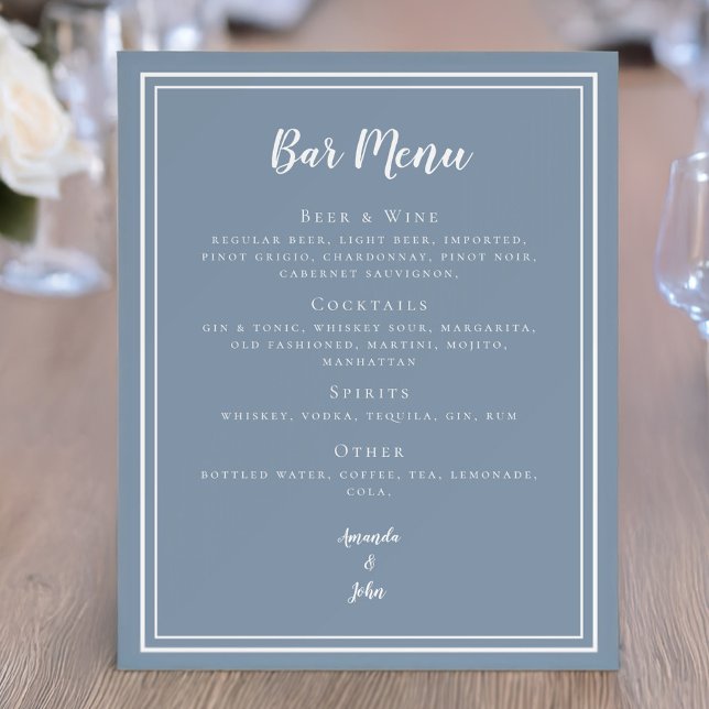 Wedding Custom Bar Menu Dusty Blue Foam Boards (Wedding Custom Bar Menu Dusty Blue Foam Boards)
