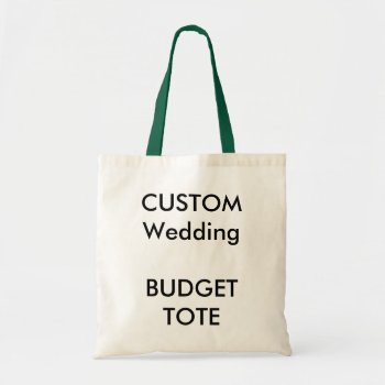 Wedding Custom Budget Tote Bag Green Handles by APersonalizedWedding at Zazzle
