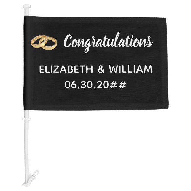 Wedding | Custom Congratulations to Newlyweds Car Flag (Front)