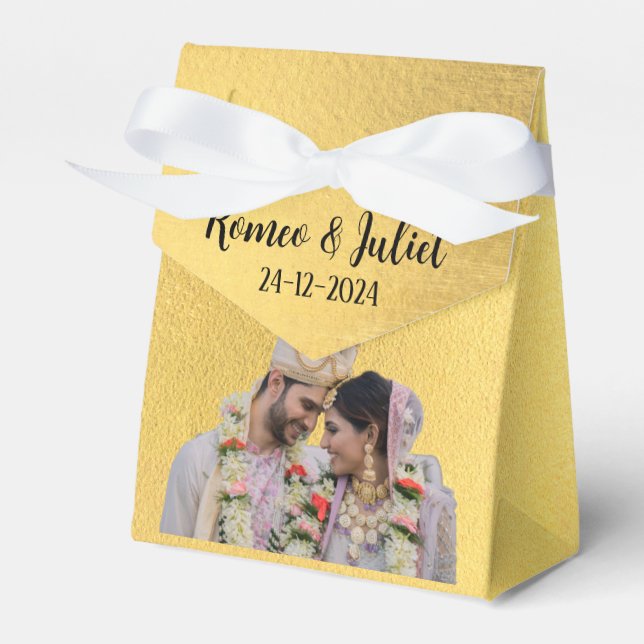 Wedding Custom Favor Box with Ribbon (Front Side)