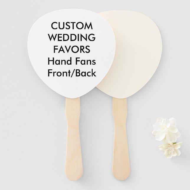 Wedding Custom Favors HAND FANS - ECRU PADDLE (Front and Back)