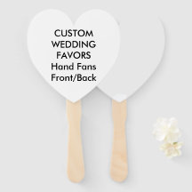 Wedding Custom Favors HAND FANS - WHITE HEART