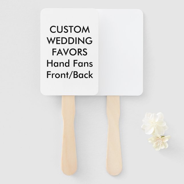 Wedding Custom Favors HAND FANS - WHITE RECTANGLE (Front and Back)
