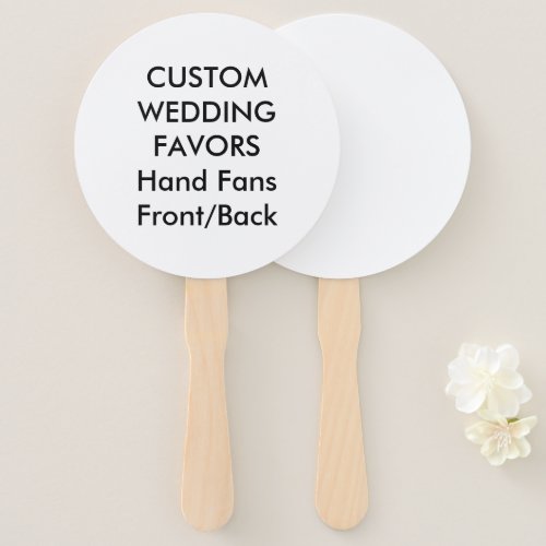 Wedding Custom Favors HAND FANS _ WHITE ROUND