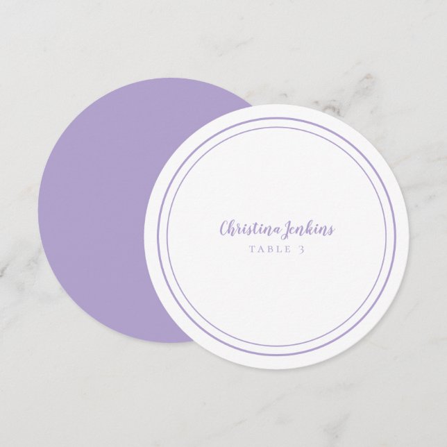 Wedding Custom Guest Lavender Round Place Card (Front/Back)